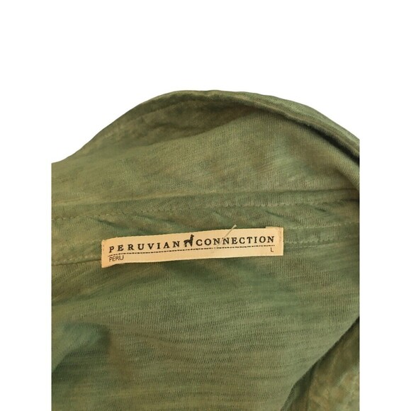 Peruvian Connection Dress Women's Size Large Sage Green Button Up Cotton - Picture 7 of 7
